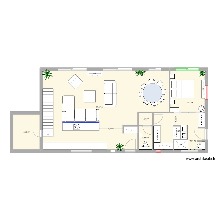 Villa Grasse - RDC V3. Plan de 6 pièces et 101 m2