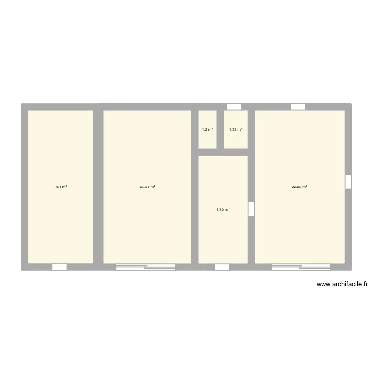 Extension. Plan de 6 pièces et 73 m²