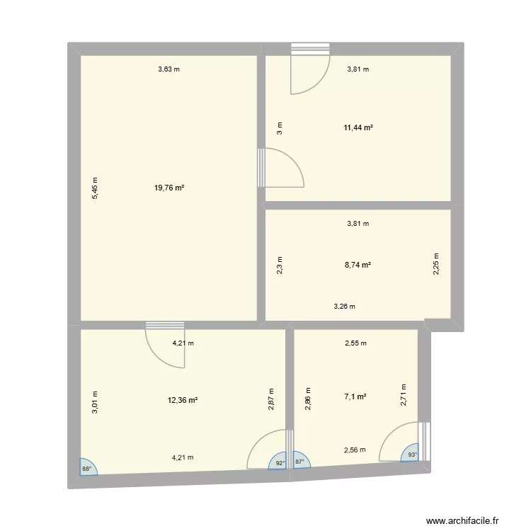 mon batiment. Plan de 5  et 59 m²