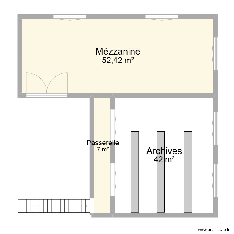 Entrepot 1er. Plan de 3 pièces et 101 m2