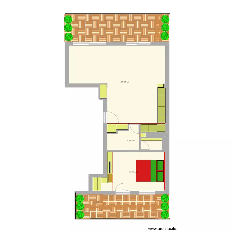 12 VIOLET PLACARD CHAMBRE. Plan de 