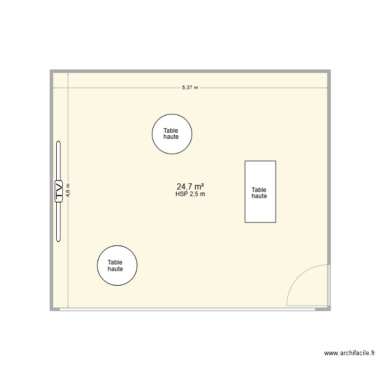 Plan salle PSM3. Plan de 1 pièce et 25 m2