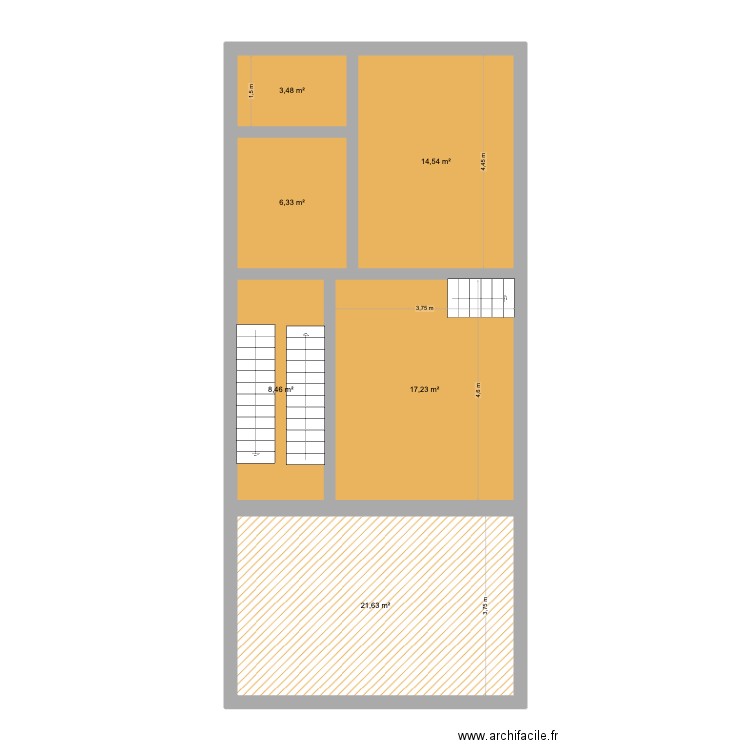 Mélèzes Rez+2. Plan de 6 pièces et 72 m2