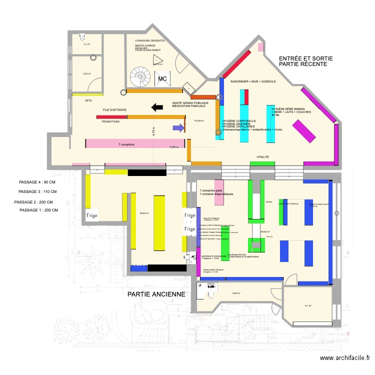 Plan pharmacie Entière 22. Plan de 8 pièces et 261 m2