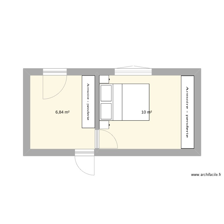 chambre hossegor. Plan de 2 pièces et 17 m2