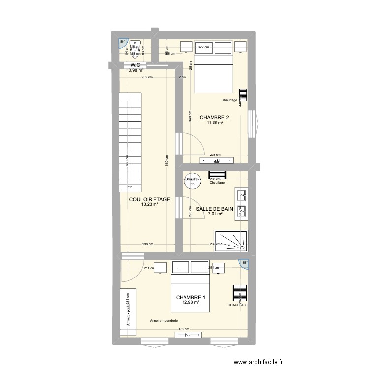 APPARTEMENT ETAGE . Plan de 5 pièces et 46 m2