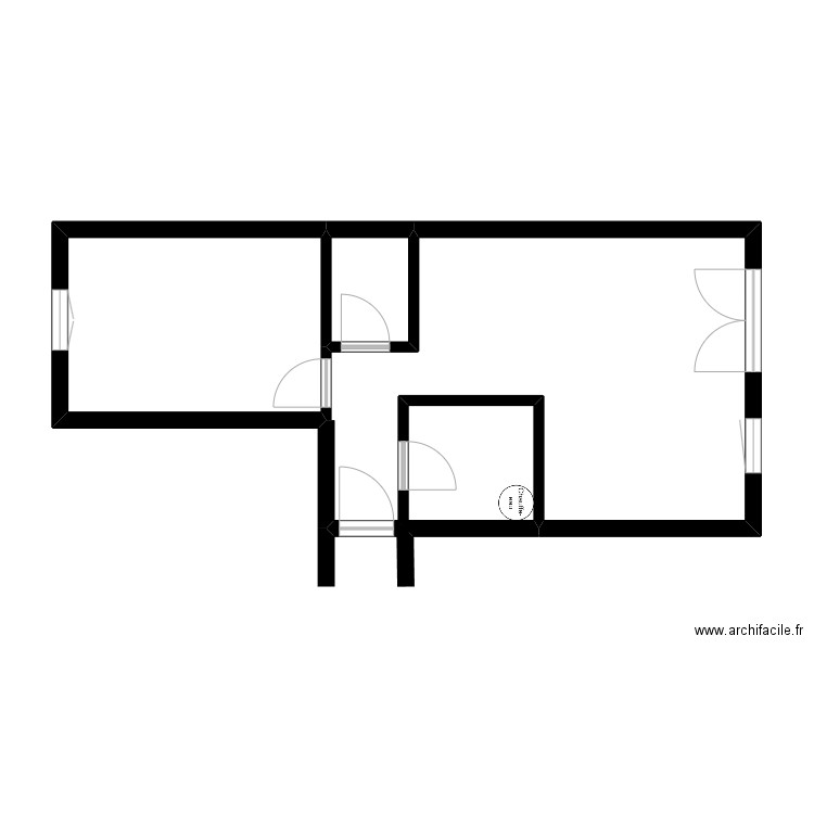 BASTANTI. Plan de 3 pièces et 39 m2