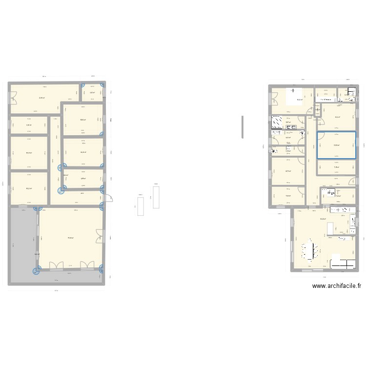 burgaud dekey. Plan de 24 pièces et 369 m2