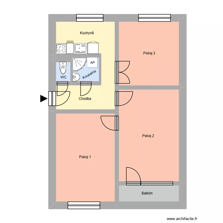 Bělsk&aacute; 609, byt 2. Plan de 12  et 187 m²