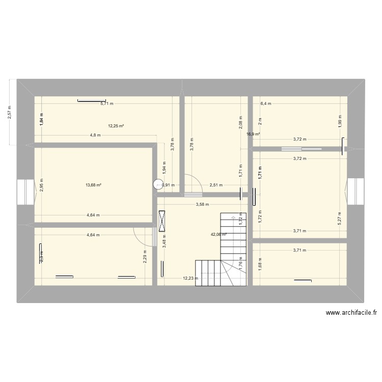 BR Etage01. Plan de 4 pièces et 85 m2