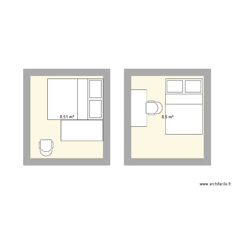 Le Pré Rousselin. Plan de 2 pièces et 17 m2