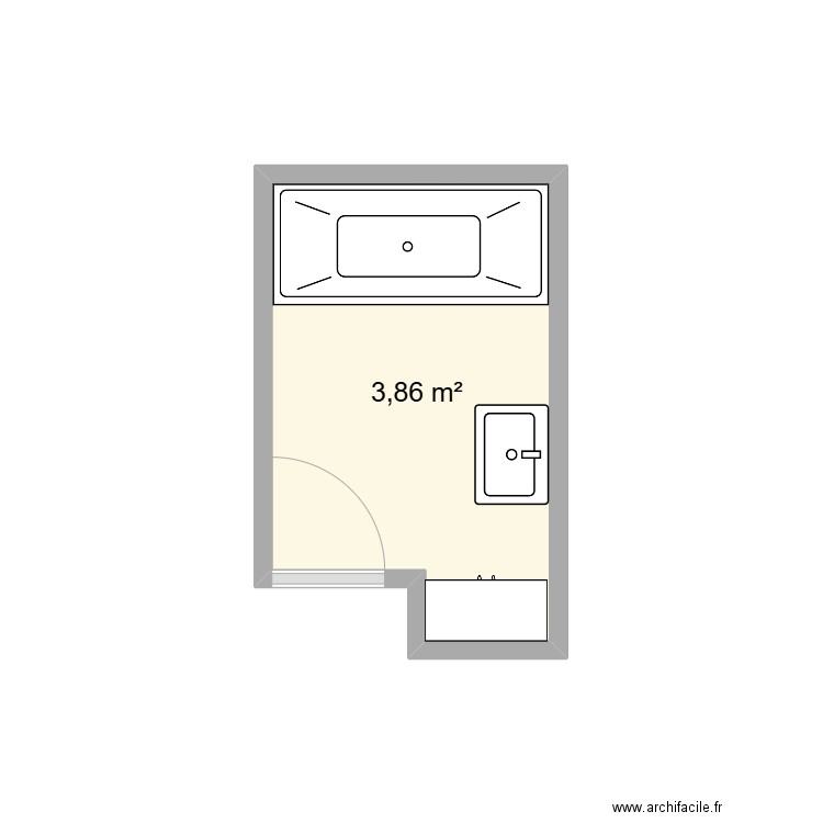 sdb. Plan de 1 pièce et 4 m2