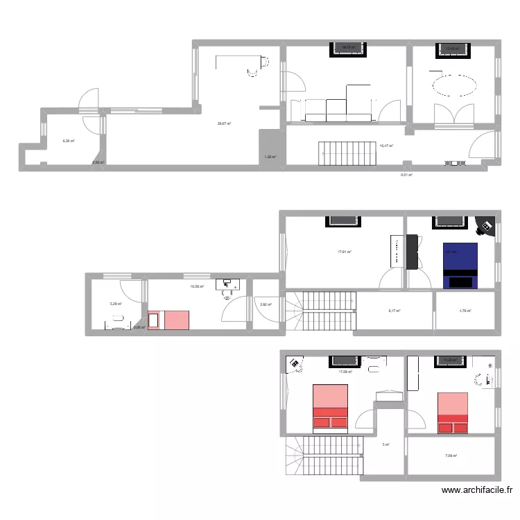 maison mitoyenne. Plan de 