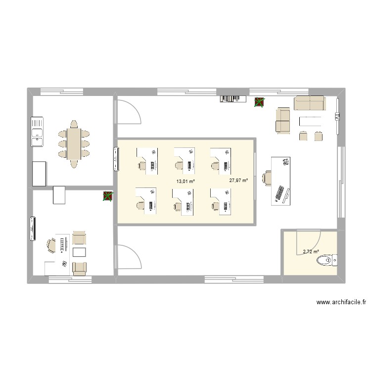 art maria et suheda. Plan de 3 pièces et 44 m2