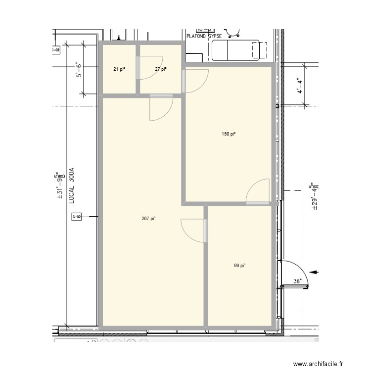1623 route 132. Plan de 5 pièces et 52 m2