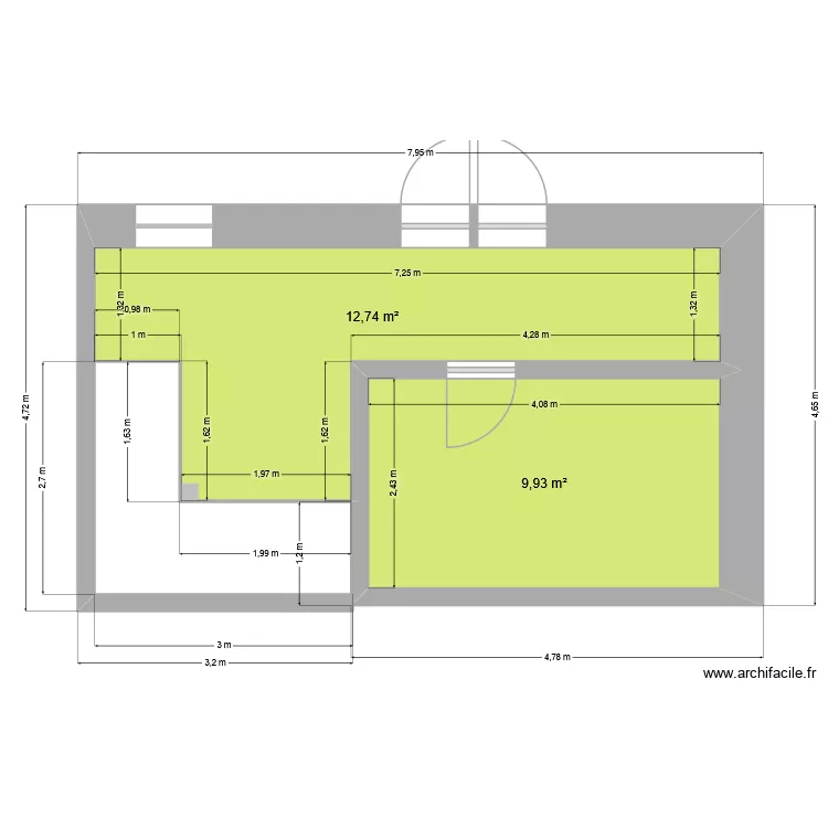 plancher hourdis. Plan de 2 Pièces et 23 m² plancher hourdis. Plan de 2 Pièces et 23 m²