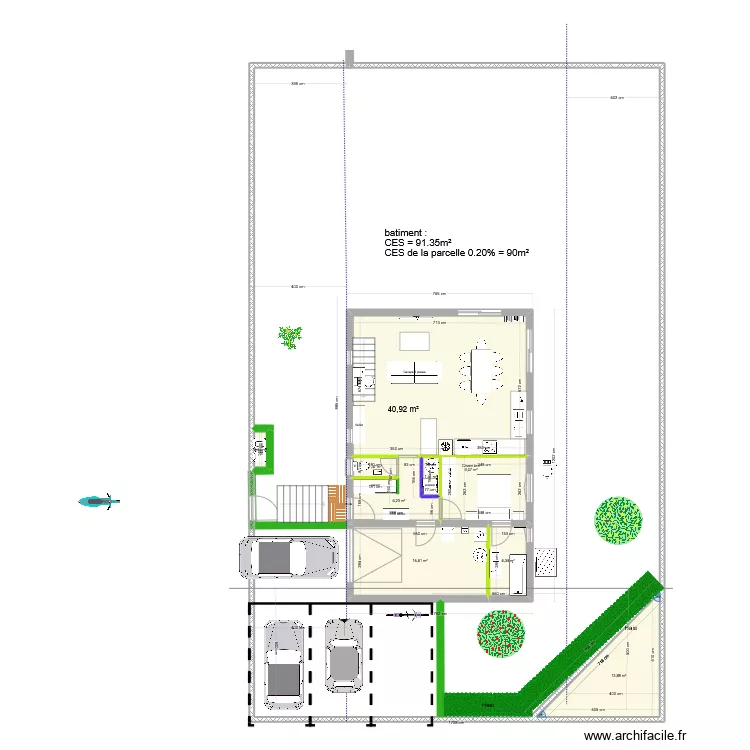 terrain villelongue dim ok maison 3G bis sejour different. Plan de 