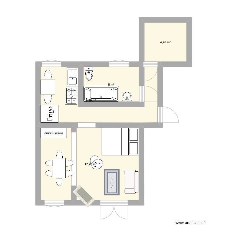 appartement ferry. Plan de 4 pièces et 37 m2