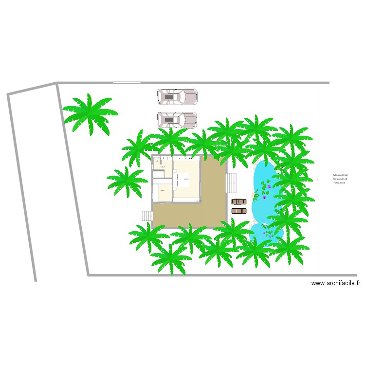 CABANE. Plan de 4 pièces et 76 m2