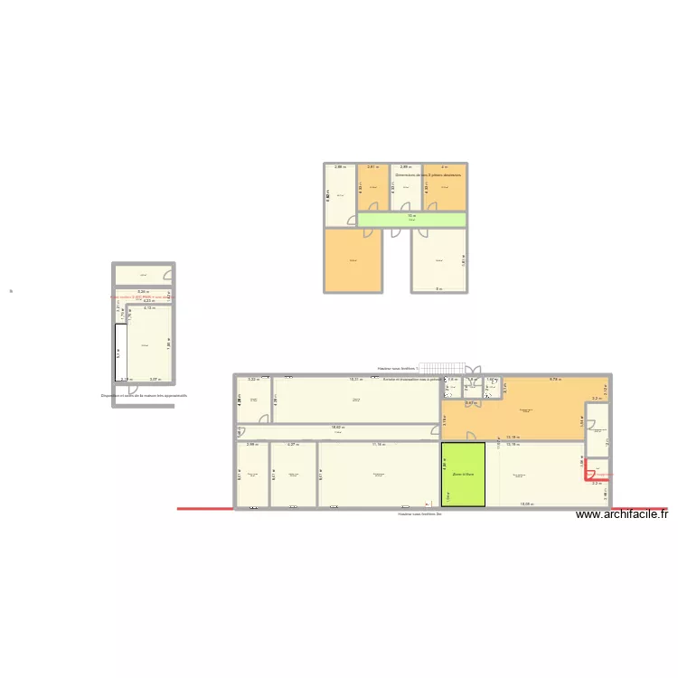 B&acirc;timent Inserfac EBE projet 2. Plan de 25  et 585 m²