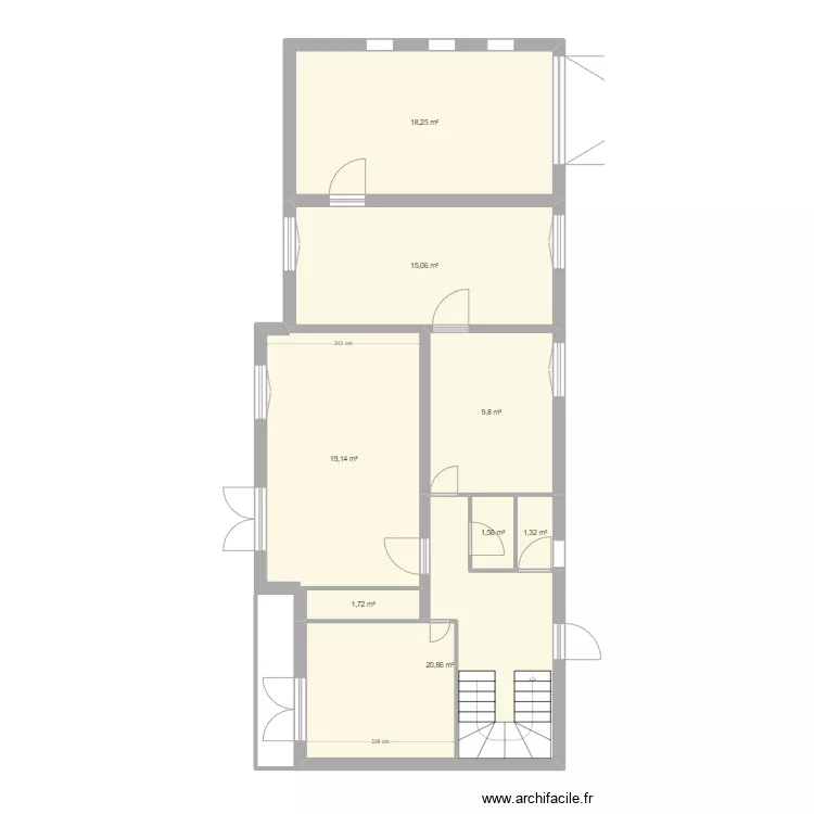 Maison long RDC. Plan de 