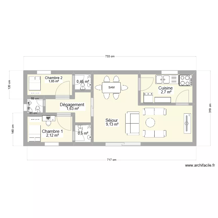 villa basse. Plan de 