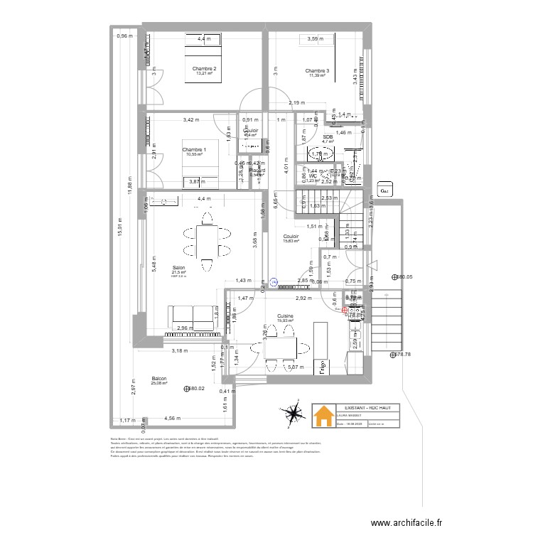 Viuz - RDC Haut - Existant. Plan de 13 pièces et 122 m2