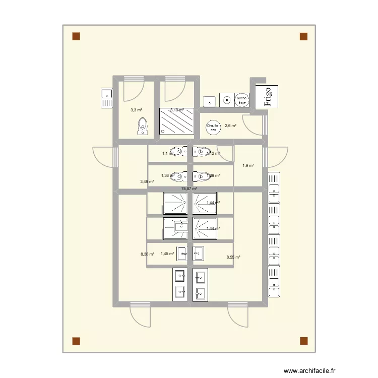 Sanitaires MDR. Plan de 15 et 169 m² Sanitaires MDR. Plan de 15 et 169 m²
