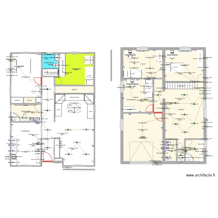 Plan sedari. Plan de 12 pièces et 116 m2