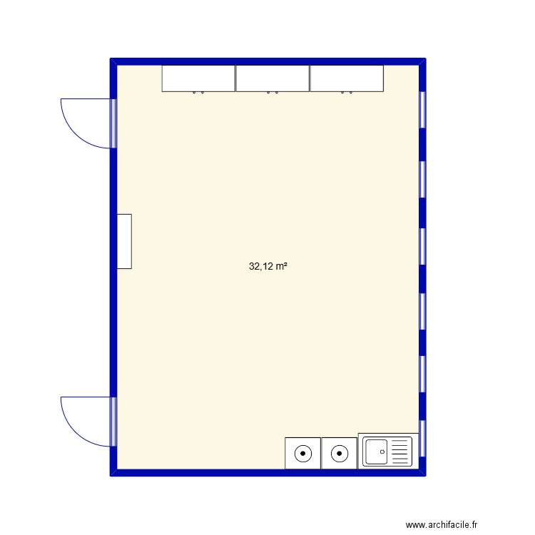 projet. Plan de 1 pièce et 32 m2