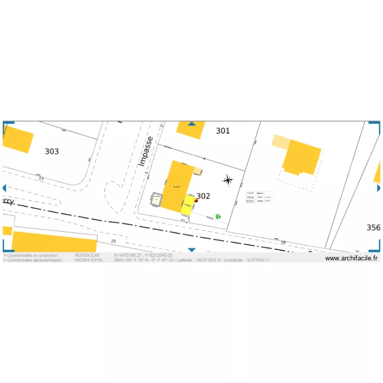 PLAN MASSE MAISON avec extension devant. Plan de 
