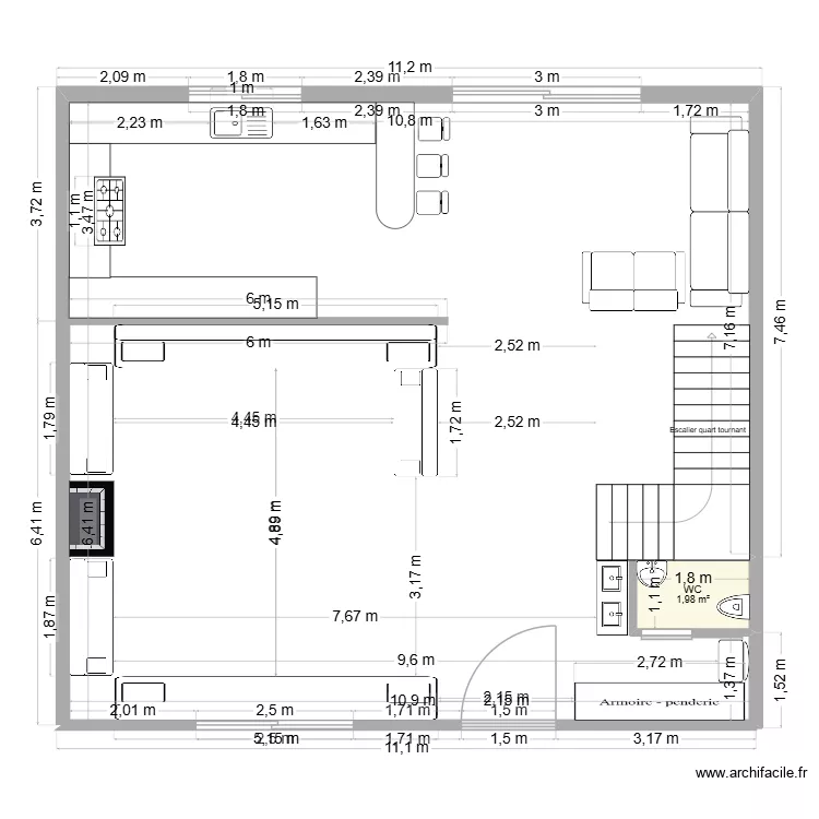 VILLA RIAD TOULAL. Plan de 1  et 2 m²