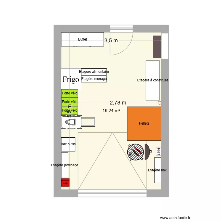 Am&eacute;nagement garage. Plan de 1  et 19 m²