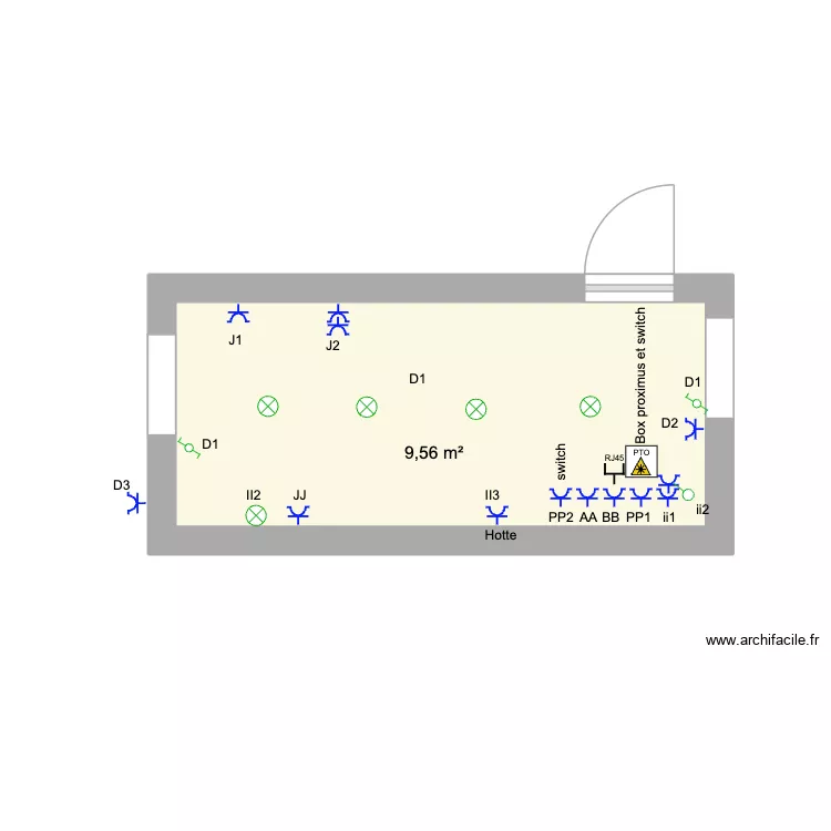 Cuisine gîte 2 seul. Plan de 1 Pièce et 10 m² Cuisine gîte 2 seul. Plan de 1 Pièce et 10 m²