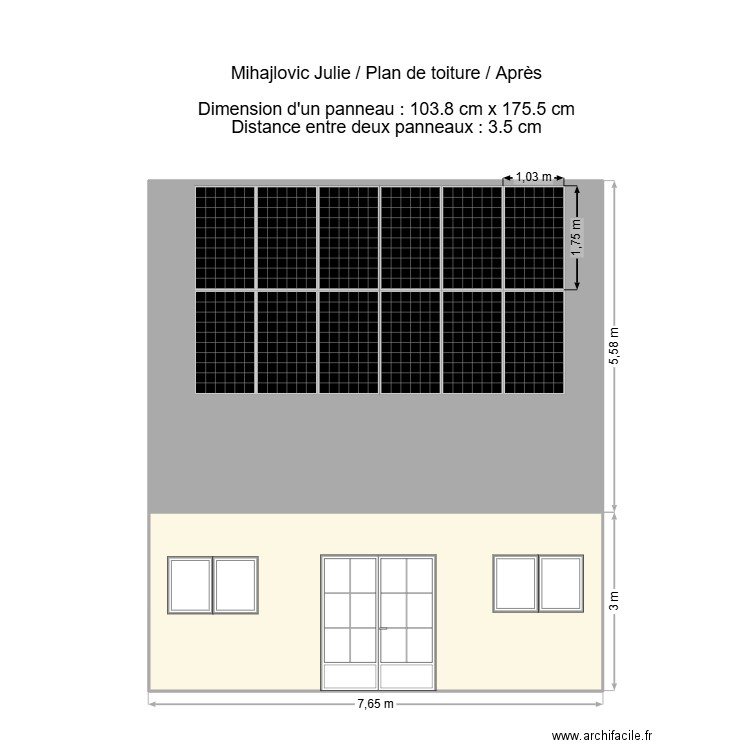 Mihajlovic Julie / Plan de toiture. Plan de 2 pièces et 65 m2