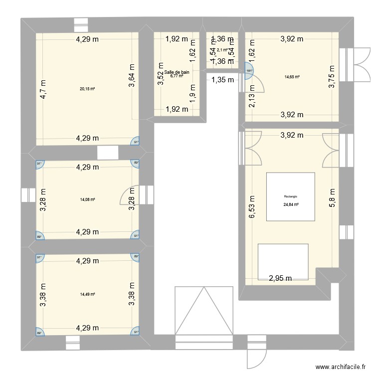 idée 1. Plan de 7 pièces et 97 m2
