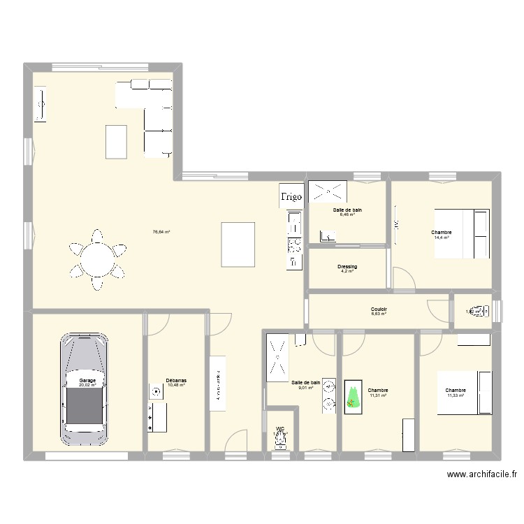 Maison 2. Plan de 12 pièces et 174 m2