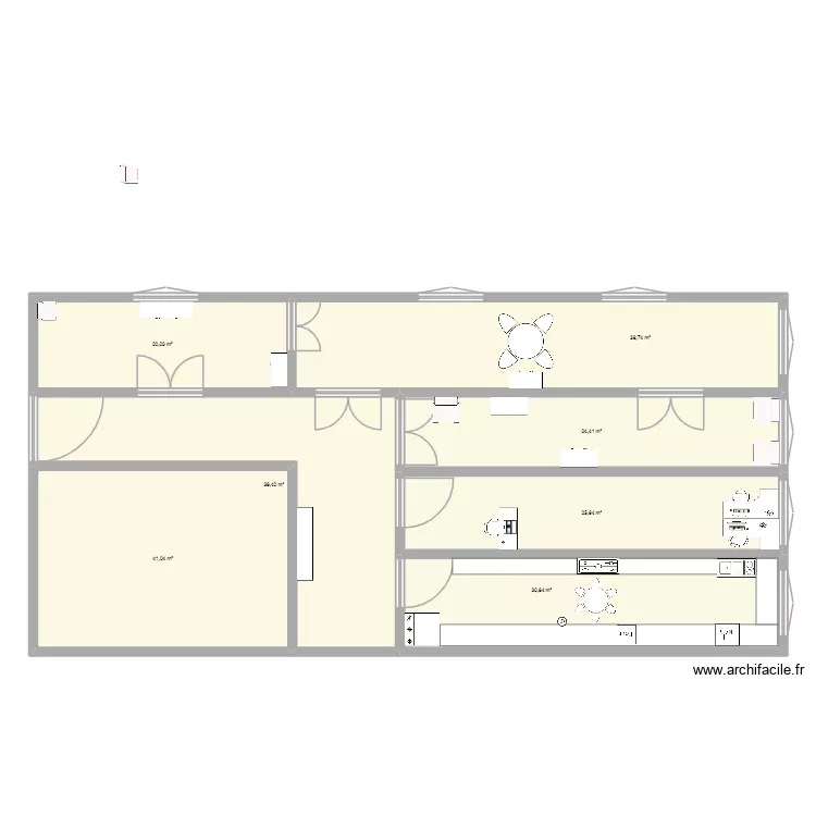 galerie. Plan de 7  et 219 m²