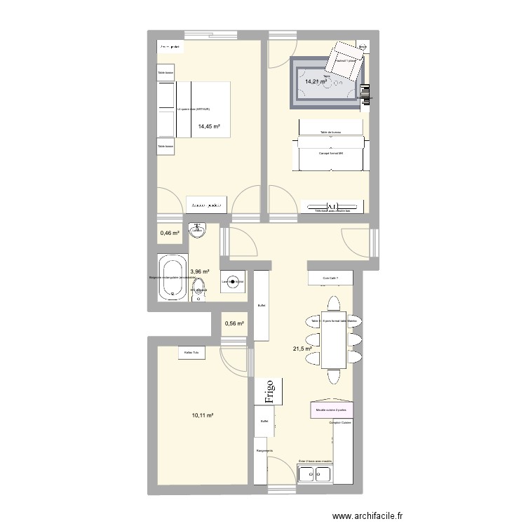 Appartement de Gob 2.0. Plan de 7 pièces et 65 m2