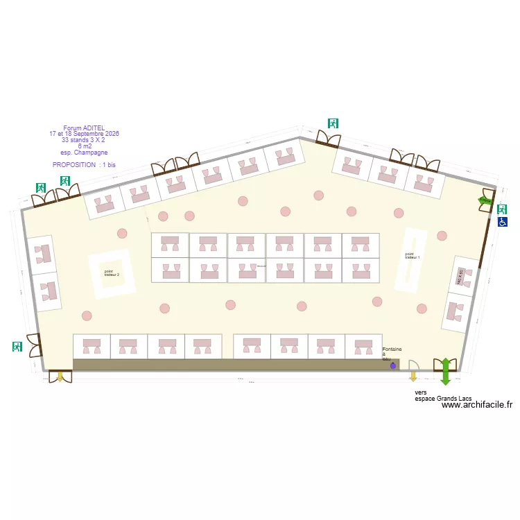 Forum ADITEL 17 et 18 Septembre 2026  espace champagne prop 1 bis. Plan de 1 Pièce et 584 m²
