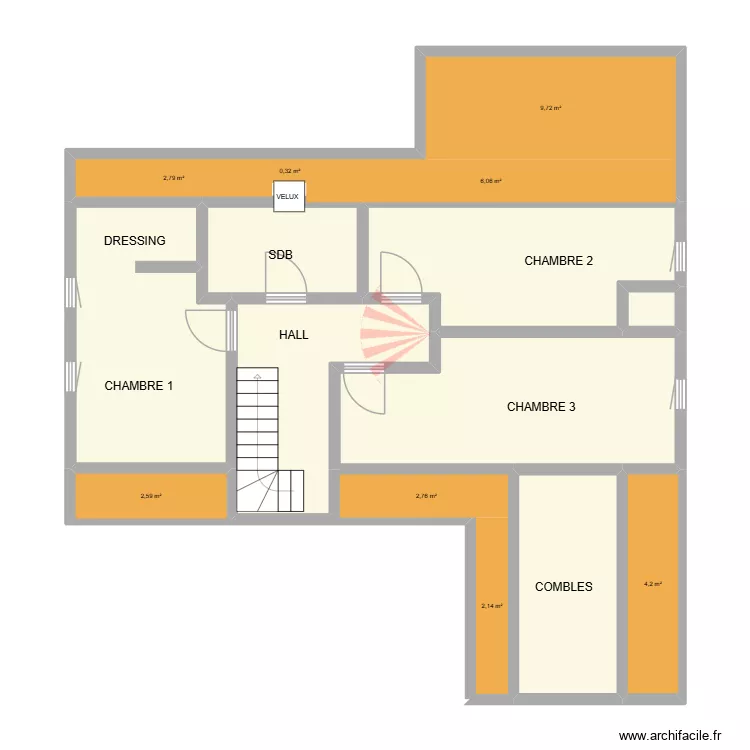 PLAN MATON ETAGE. Plan de 10  et 93 m²