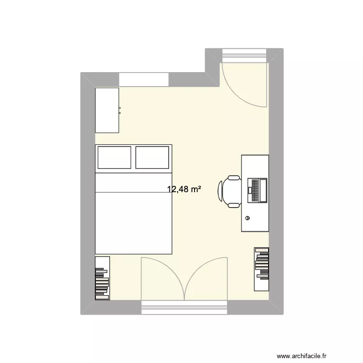 Ch R. Plan de 1 pièce et 12 m²