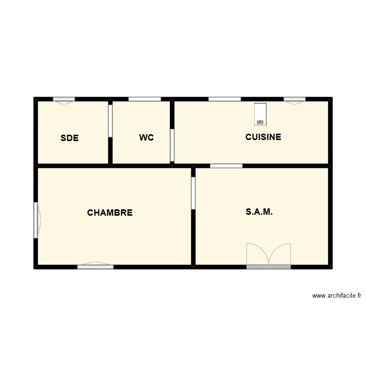 THUAU MAISON. Plan de 5 pièces et 36 m2