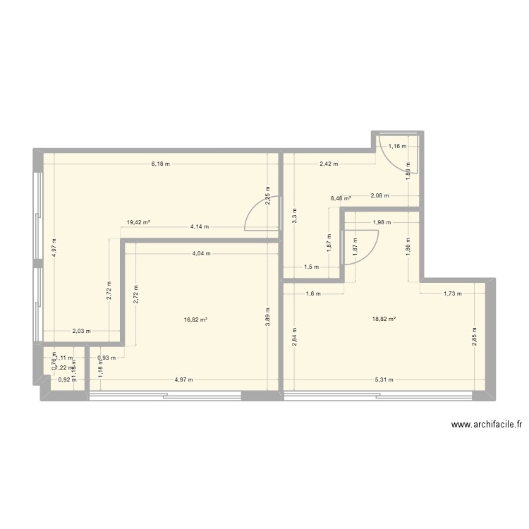 plan cabinet 2. Plan de 5 pièces et 65 m2