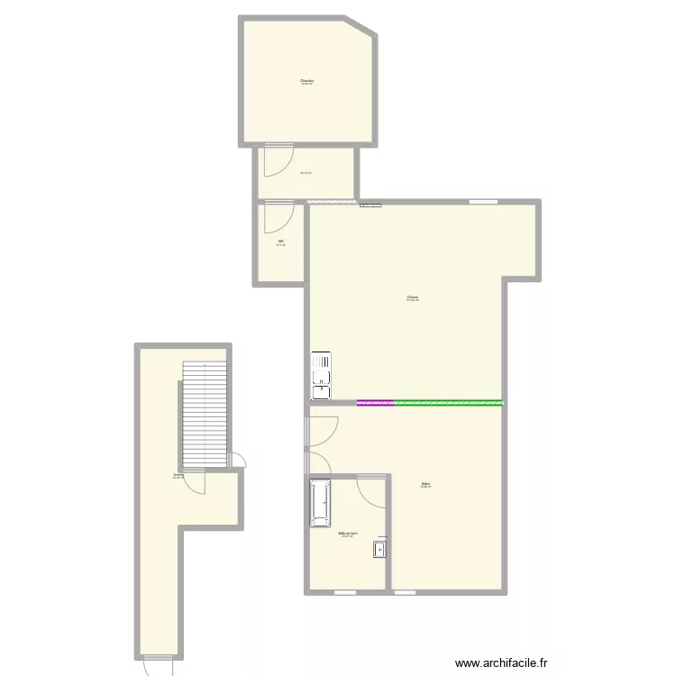 appartement version de base (hors &eacute;chelle). Plan de 