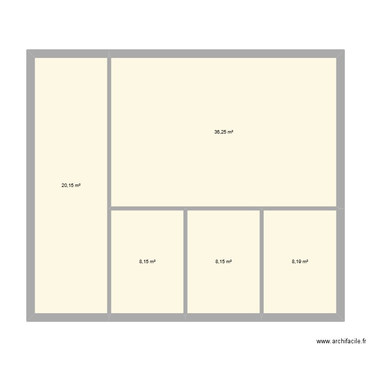 rdc. Plan de 5 pièces et 81 m2