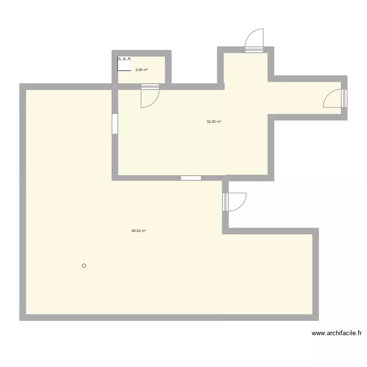 boutique. Plan de 3  et 116 m²