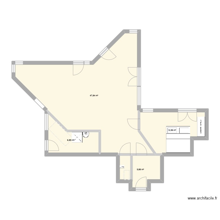 Appart triangle renaudie. Plan de 4 pièces et 73 m2