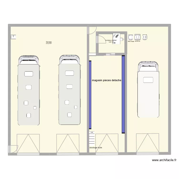 soisson bureaux magasin. Plan de 2  et 219 m²