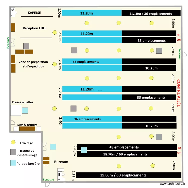 Entrep&ocirc;t. Plan de 1  et 995 m²
